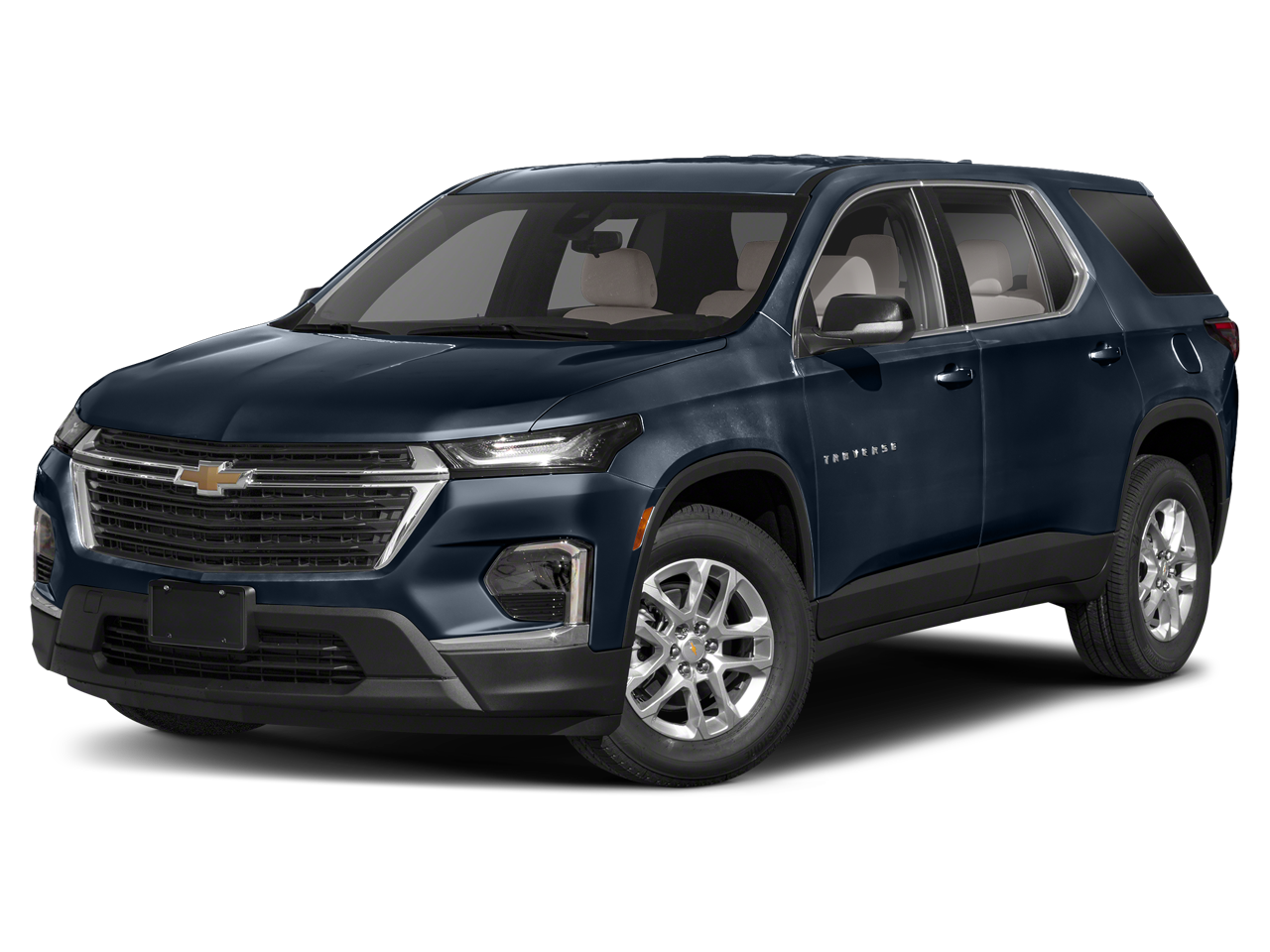 2022 Chevrolet Traverse LT Leather in Mosaic Black Metallic — front three-quarter view